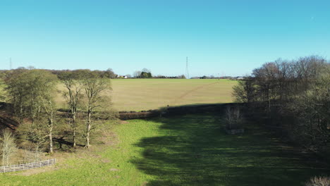 Overhead-view-of-a-field-and-trees-with-a-man-walking-in-the-distance-in-Great-Missenden