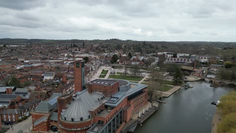 Swan-theatre-and-Royal-Shakespeare-Theatre-Stratford-upon-Avon-England-drone-aerial-view
