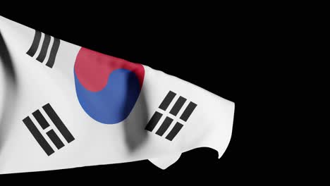 Ondeando-La-Bandera-De-Corea-Del-Sur-Contra-Un-Fondo-Negro-Sólido