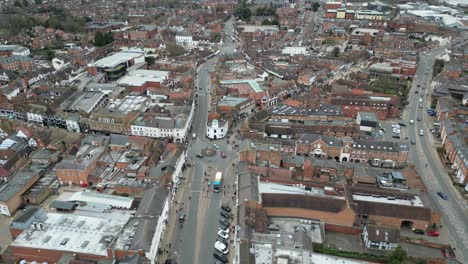 Town-centre-high-drone-aerial-Stratford-upon-Avon-England-drone-aerial-view