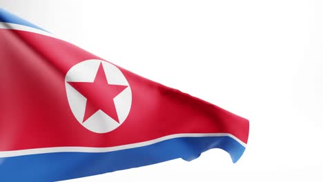 Ondear-La-Bandera-De-Corea-Del-Norte-Contra-Un-Fondo-Blanco-Sólido
