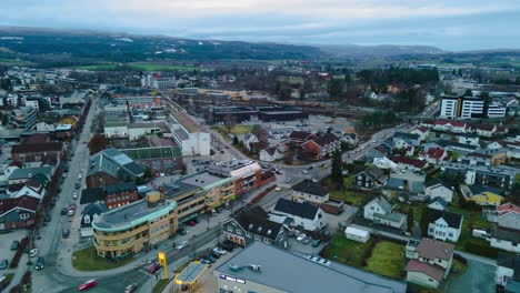 Day-timelapse-of-the-small-town-Hokksund-in-Viken,-Norway