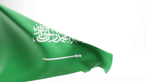 Ondeando-La-Bandera-De-Arabia-Saudita-Contra-El-Fondo-Blanco.