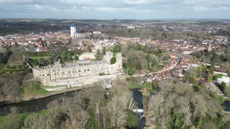 Panning-Drone-aerial-Warwick--Castle--Warwickshire-UK