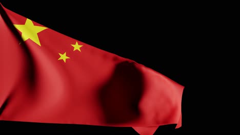 Bandera-De-La-República-Popular-De-China-Ondeando-Contra-Fondo-Negro