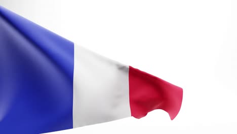 Bandera-De-Francia-Ondeando-En-El-Viento-Sobre-Fondo-Blanco