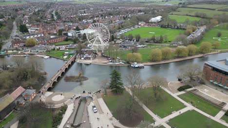 Flussufer-Stratford-Upon-Avon-England-Drohnen-Luftaufnahme