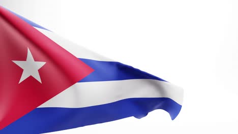 Cuban-flag-flapping-against-white-background,-3D-animation
