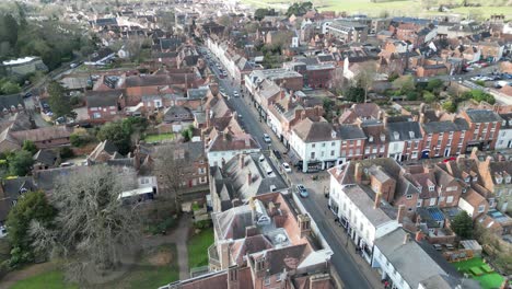 Warwick-market-town,-Warwickshire-UK-Drone,-Aerial