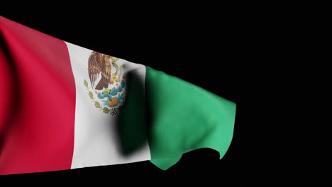 Mexikanische-Flagge-Weht-Vor-Schwarzem-Hintergrund;-3D-Rendering