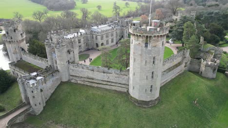 Rising-drone-aerial-Warwick-Castle-Warwickshire-UK