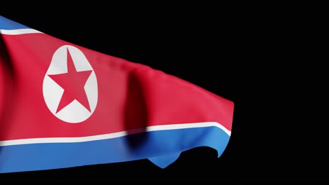 Flagge-Nordkoreas-Weht-Vor-Schwarzem-Hintergrund