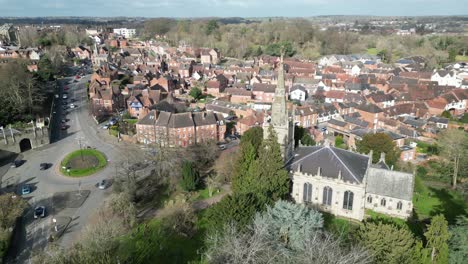 St.-Nikolaus-Kirche-Warwick-Warwickshire-Großbritannien-Drohne,-Luftaufnahme