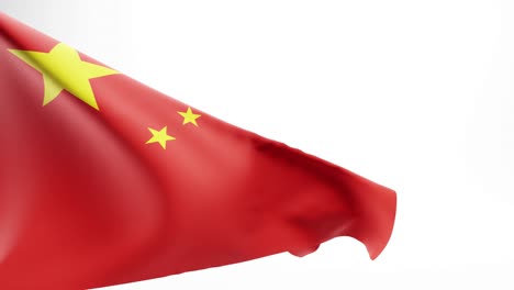 Flapping-red-Chinese-flag-against-white-background
