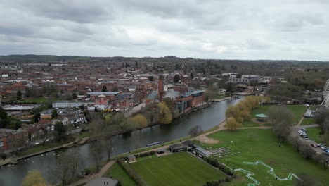 High-panning-drone-aerial-Stratford-upon-Avon-England-drone-aerial-view