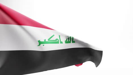 Flapping-flag-of-Iraq-against-white-background,-3D-render