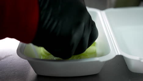Placing-cucumber-slices-in-a-take-out-plate---side-view-food-truck-series