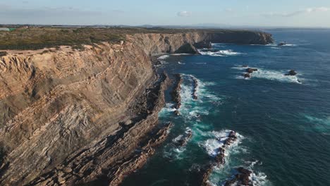 Aerial-view-of-the-cliffs-on-the-Portuguese-coast-washed-by-Atlantic-waves