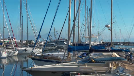 Marina-in-gulf-of-Naples-with-the-ships-and-and-sailing-boats