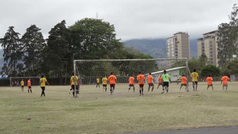 Amateur-Mens-Soccer-Match-in-La-Sabana-Park-in-San-Jose-Costa-Rica