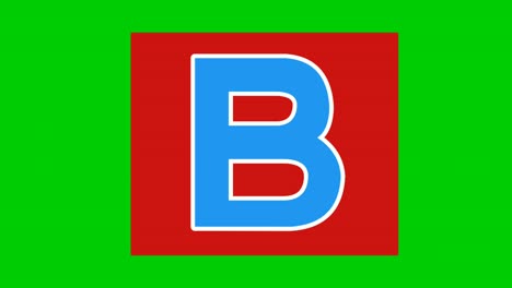 Animation-of-Capital-B-letter-uppercase-on-Red-background-on-green-screen