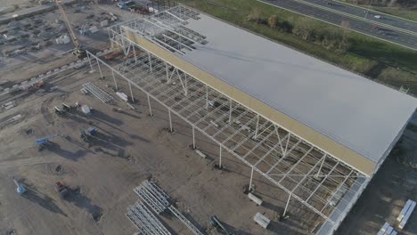 Drone-shot-of-framework-on-a-construction-site