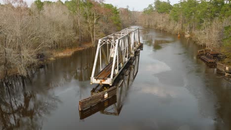 Abandoned-train-swing-bridge-over-river