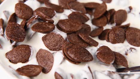 Detail-shot-of-chocolate-cereal-breakfast-with-yogurt