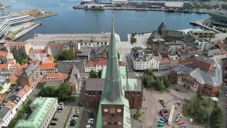 Antena-De-Respaldo-De-La-Catedral-De-Aarhus,-Dinamarca