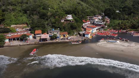 General-aerial-shot-of-the-port-of-Chuao,-Aragua-State,-Venezuela