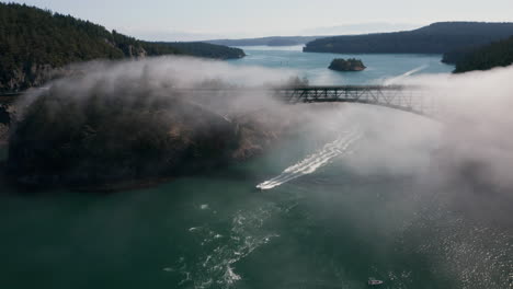 Whidbey-Island-at-Deception-Pass-Bridge---4K-Drone-Follow-Boat
