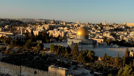 Aerial-Drone-Shot-Orbiting-Dome-Of-the-Rock-in-Jerusalem-Israel