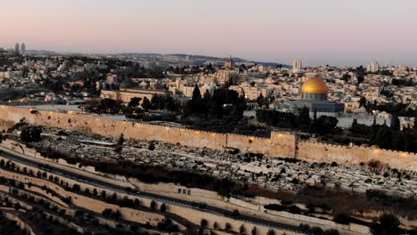 Luftaufnahmen-Der-Mauer-Von-Jerusalem-Und-Des-Tempelbergs-Im-Heiligen-Land-Im-Nahen-Osten