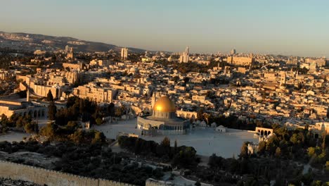 Luftaufnahmen-Des-Felsendoms,-Jerusalem,-Israel,-Heiliges-Land,-Muslimische-Biblische-Tour