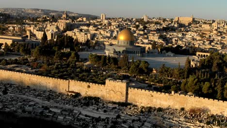Aerial-footage-of-Dome-Of-the-Rock-Jerusalem-Israel-Holy-Land-Muslim-Biblical-Tour-Christan-Jesus
