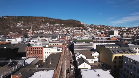 Street-in-Drammen,-Norway-from-a-bird's-eye-view