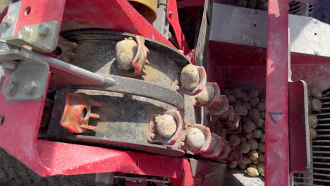 Förderband-Auf-Einem-Traktoranhänger,-Der-Kartoffeln-Auf-Einem-Landwirtschaftlichen-Boden-Anpflanzt