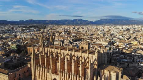 Drone-footage-clip-of-Palma-De-Mallorca-with-the-cathedral-and-hills