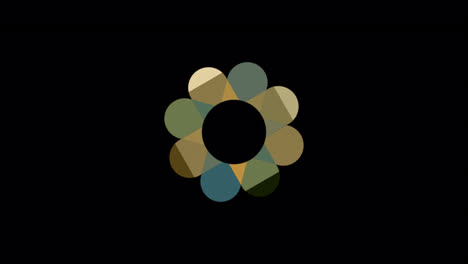 Animated-floral-animation-of-rotating-flower-with-70s-vintage-colors-for-circular-shaped-logo-ideas