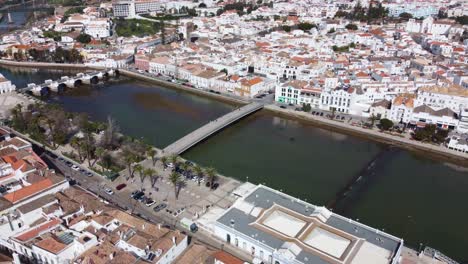 Town-centre-Tavira-Portugal,historic-old-town-popular-with-tourists,-the-Jewel-of-The-Algarve