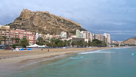 The-beach-of-Alicante-city-"Playa-del-Postiguet"-after-a-heavy-rain
