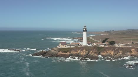 Aerial-of-Pigeon-Point-Lighthouse-on-Pacific-Coast-Highway-near-Half-Moon-Bay-on-California-Coast