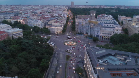 Aerial-view-from-Cibeles-Square,-Madrid,-Spain