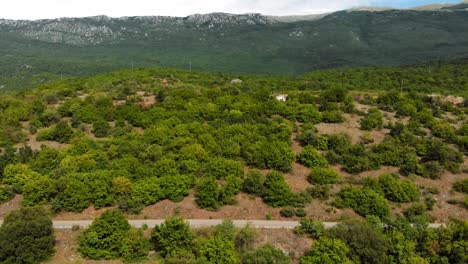 Aerial-shot-of-Macedonia-coast-road