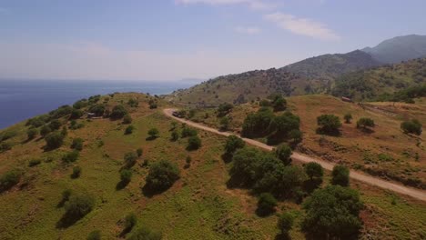 Aerial:-The-cliffs-of-Lesbos,-close-to-Turkey