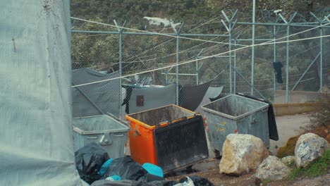 Moria-refugee-camp-fencing-bins-bleak-weather-in-Winter