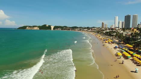 Drone-shot-of-beautiful-beach-on-Brazil