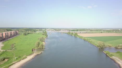 Aerial-view-over-the-lake-or-canal-in-Holland