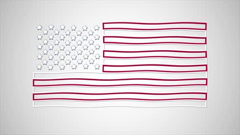4-De-Julio,-Bandera-Americana-Ondeando-Animada-Con-Petardos-En-Segundo-Plano
