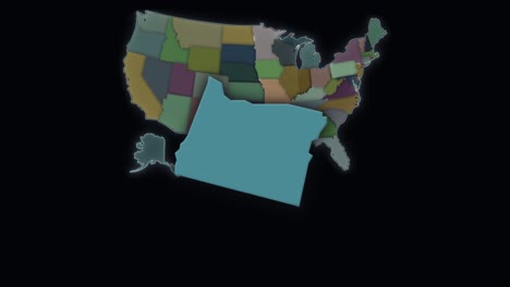 Oregon-Ist-Hervorgehoben-–-Karte-Der-USA-–-Vereinigte-Staaten